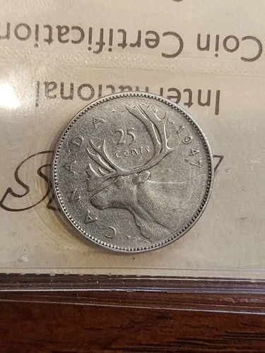 1947 Canada 25 Cents Dot F-12 Graded