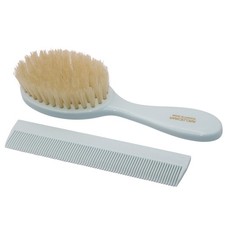 French Grooming Combo Gray Baby Brush and Comb Set Soft Silk Bristles 2 PCS