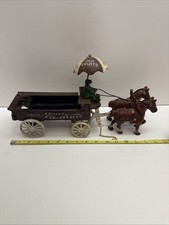 Vintage Cast Iron Horse With Wagon Fruits and Vegetables Cart Cast Iron Toy