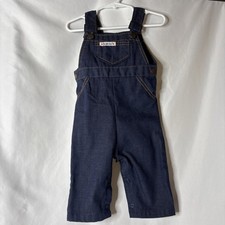 Vtg Health-Tex Baby Denim Jean Overalls 12 Month Dark Wash Leg Snaps USA