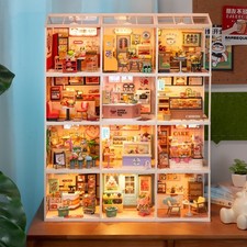 Rolife Super Creator Plastic Diy Mini Dollhouse 25 in 1 Six Grid Xmas Gift Adult