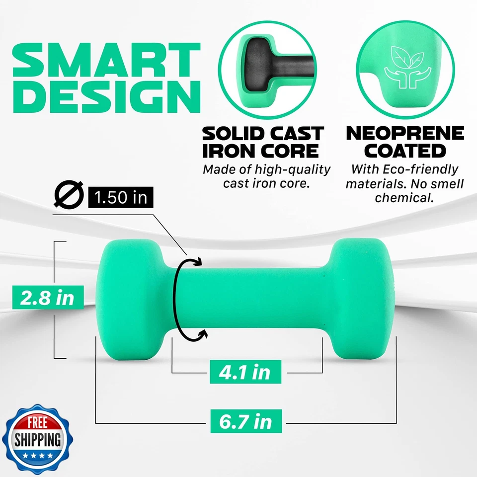 Mancuernas de neopreno Yes4All de 5 libras con agarre antideslizante - Ideal para cuerpo total Wo Foto 2 de 4