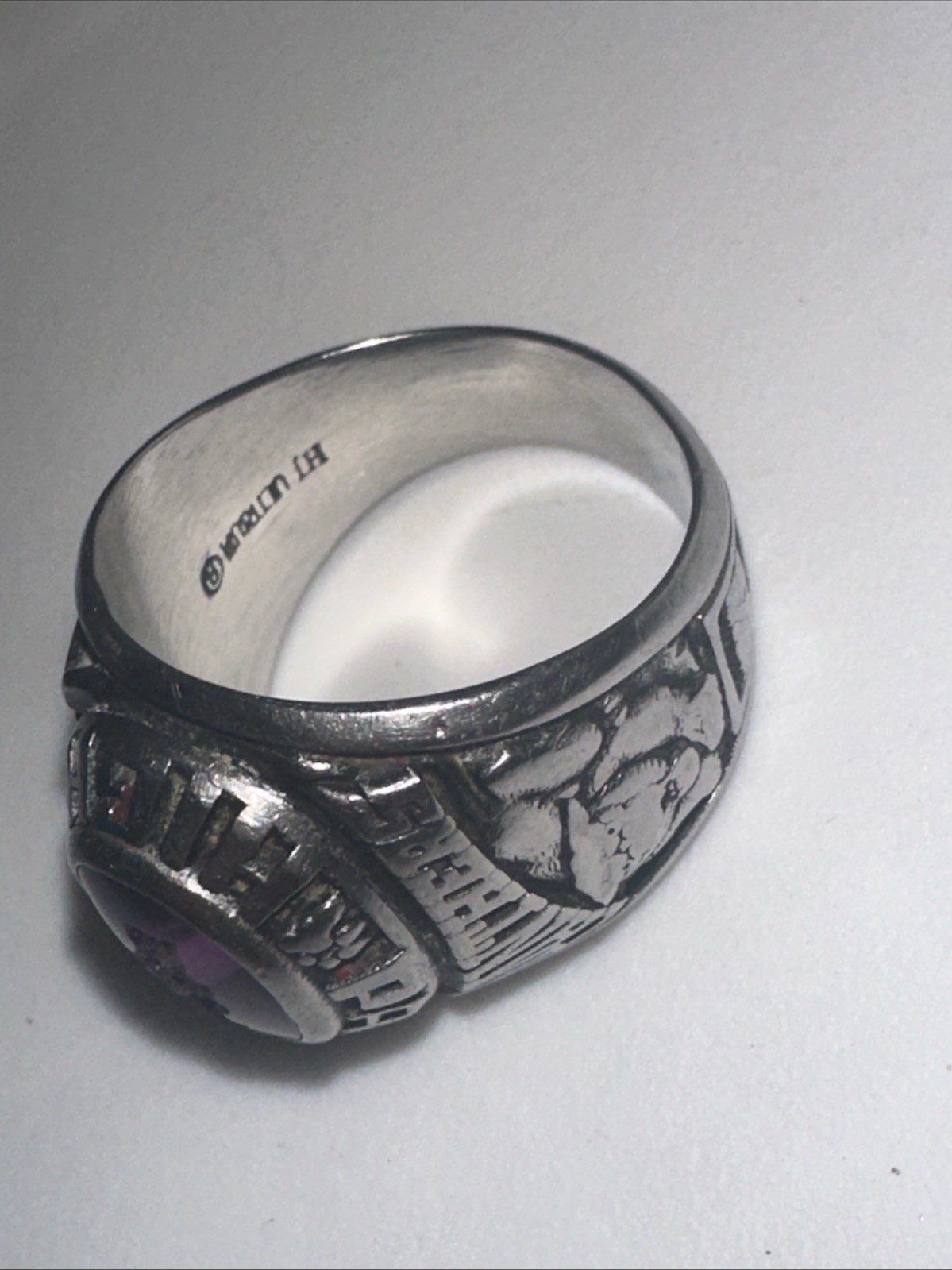 1981 High School Class Ring Silver Tone with Red … - image 3