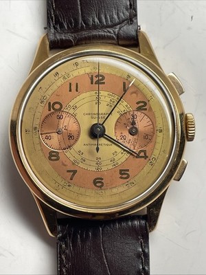 Chronographe Suisse Panda Dial Handwinding 17J Landeron GP 1950s 38mm Mens