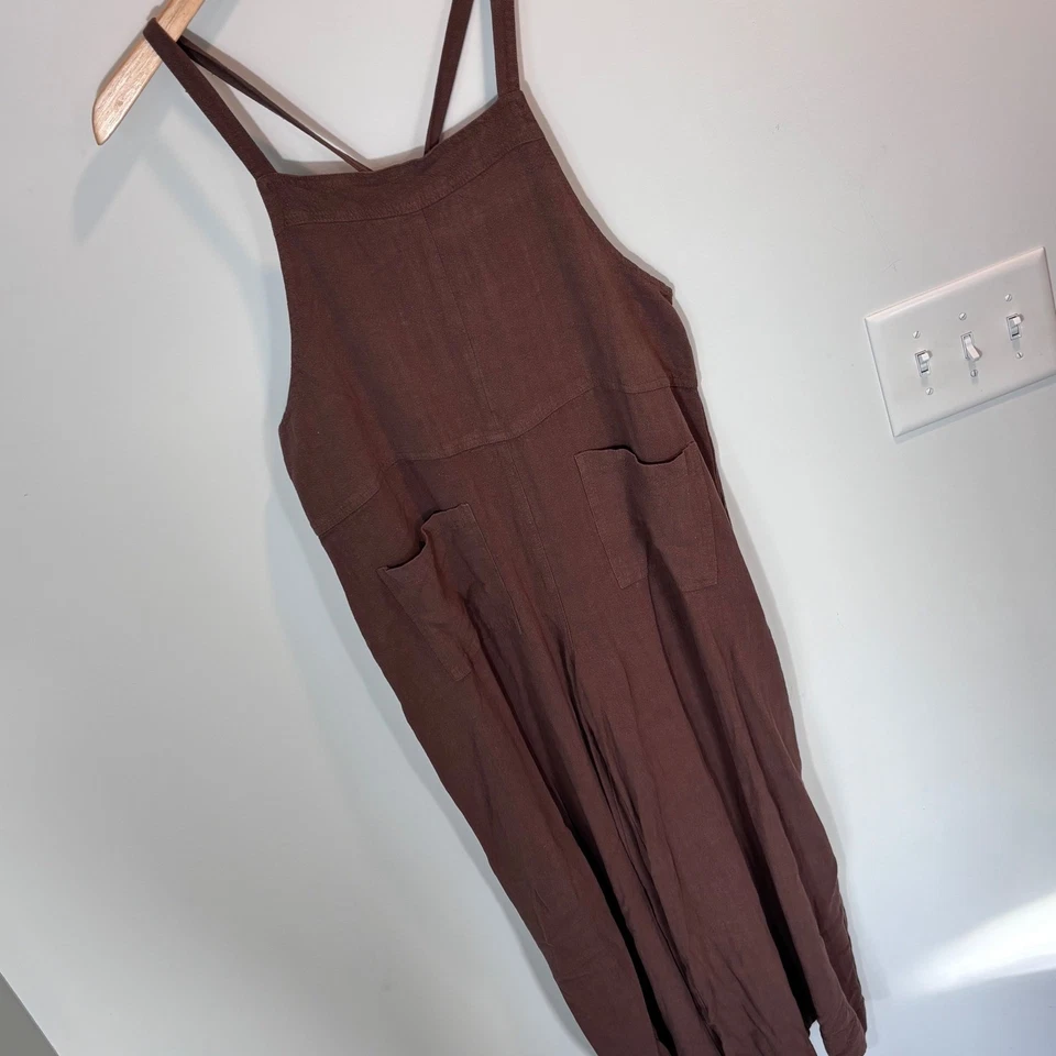 Mono Mono Easel LA Para Mujer L Marrón Pierna Ancha Mezcla Lino Bolsillos Atado Trasero Foto 2 de 4