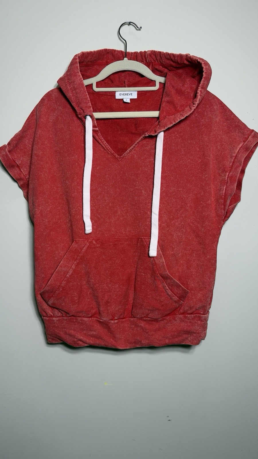 EVEREVE Burnt Red Oversized Sleeveless Hoodie Crop Pullover Boho Casual Size S
