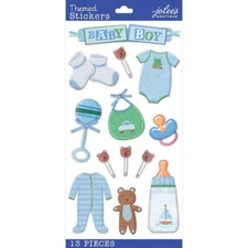 Crafts Stickers Jolee's Baby Boy PJ's Bottle Socks Rattle Bib Pacifier Teddy Pin