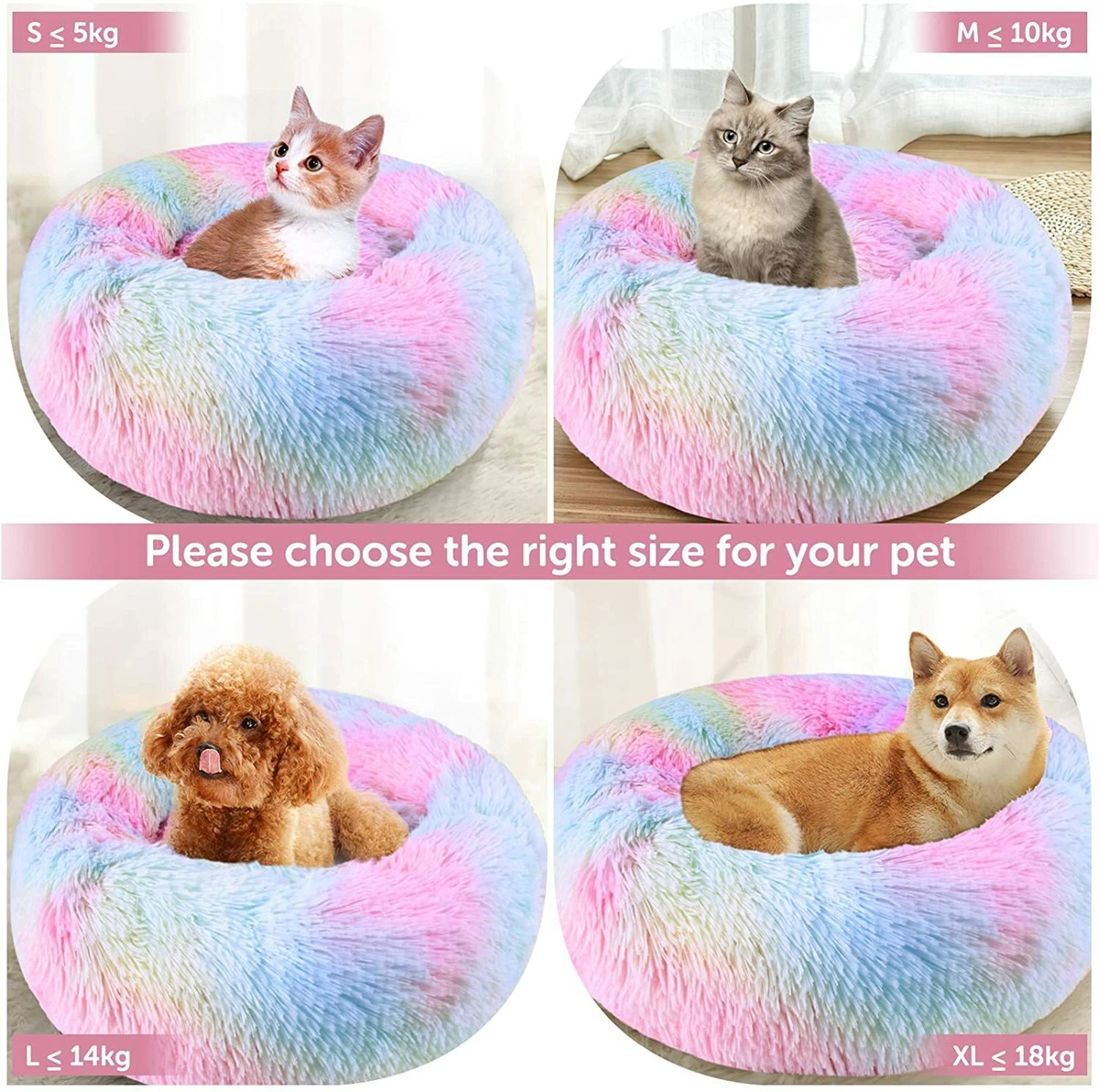 Rainbow Colour Warm Fluffy Animals Pet Pads Pet Cat Beds Lovely Unicorn Cushion