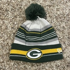 Green Bay Packers NFL New Era NFL Official Knit Beanie Pom Hat NFC Green Grey