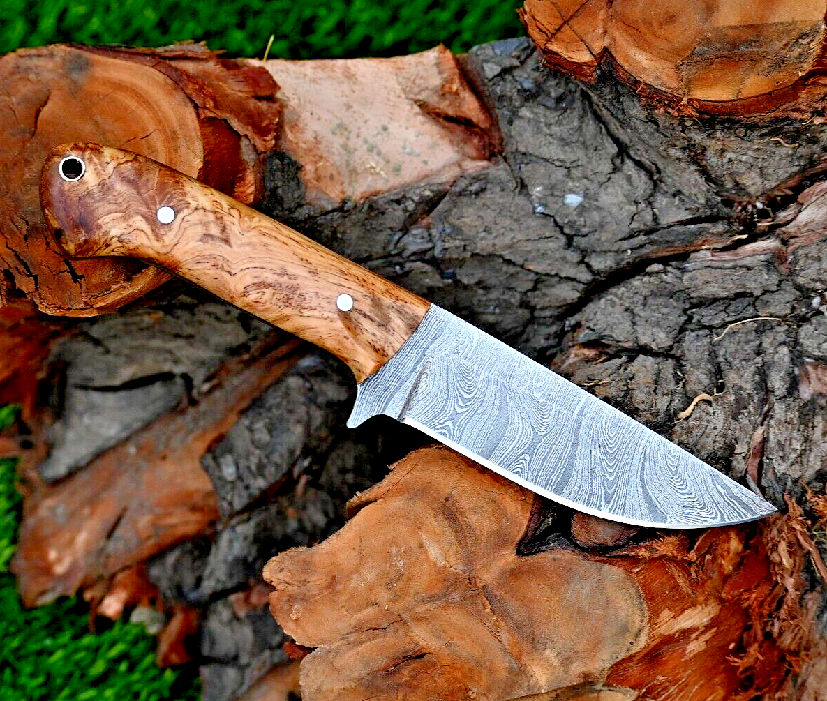 Custom Hand Made Hunting Skinning Knife Forged Damascus Steel Blade 2902