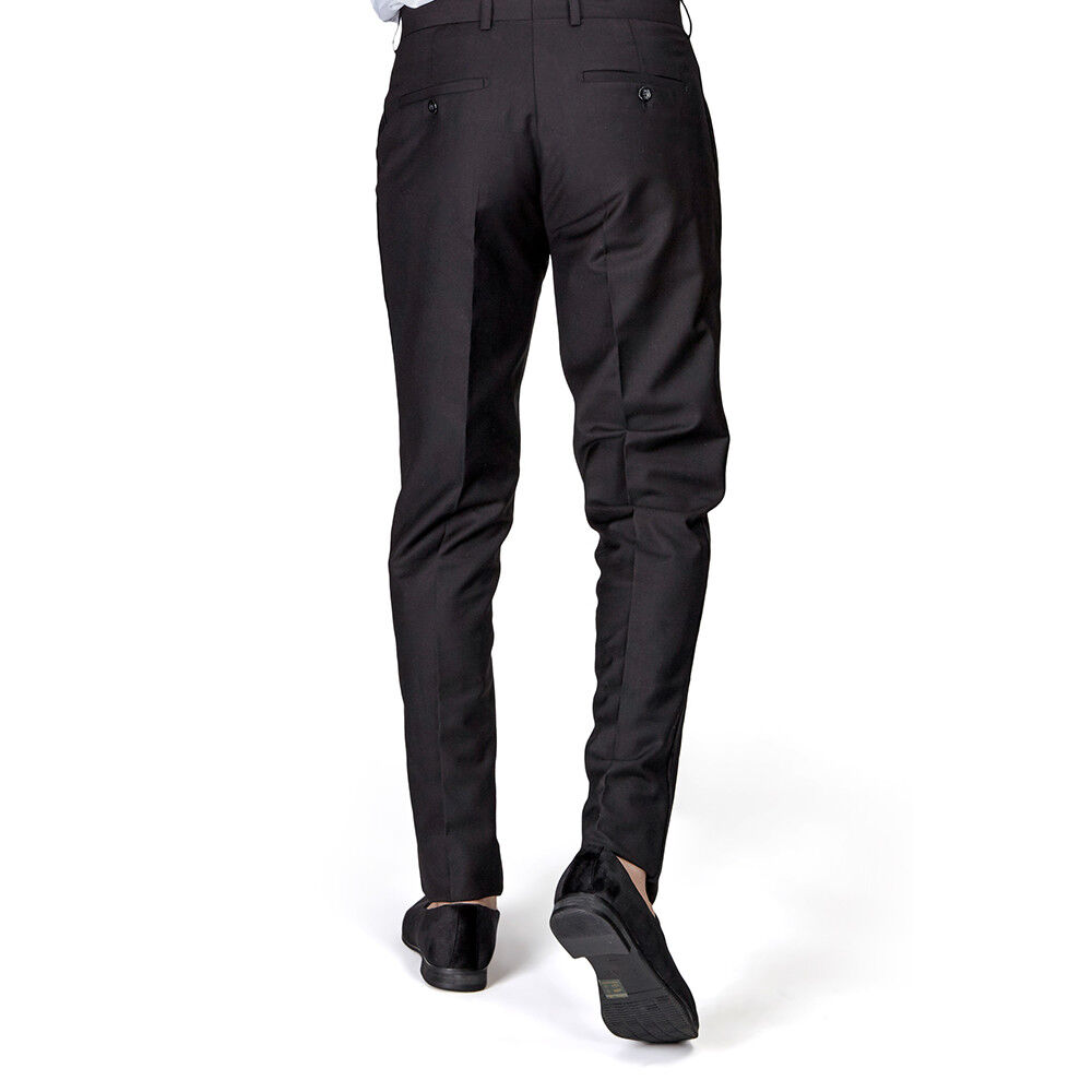 Men's Tailored Slim Fit Black Side VELVET Tuxedo Pants Dress