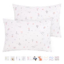 100% Organic Cotton Toddler Pillowcase Travel Pillow Cover 2 Pack 13 x 18 Inches