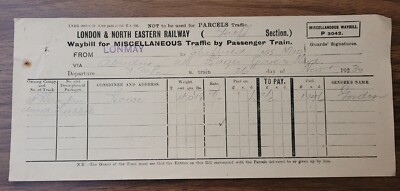 1930 LNER Lonmay Via Aberdeen to Sheffield. Dead Rabbit Transport Waybill