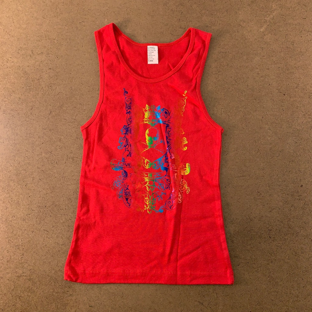 トップス KY EZ Sports Girls Graphic Tank Top Red Floral Scoop Neck 100% Cotton