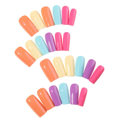 Solid Colorful Long Fake Nails Long Lasting Safe Material Waterproof False