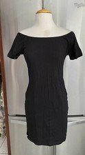 Heart & Hips BLACK BODYCON Jersey Dress STRETCH OFF THE SHOULDER MULTI SZ S M L