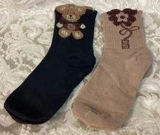 Women's Cute Cartoon Bears Fuzzy Teddy Bear Face Crew Socks Fashion Sock Set