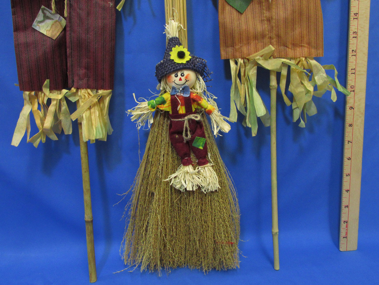 Thanksgiving Fall Autumn Scarecrows & Straw Broom Colorful On Stick Pokes Lot 3 eBay