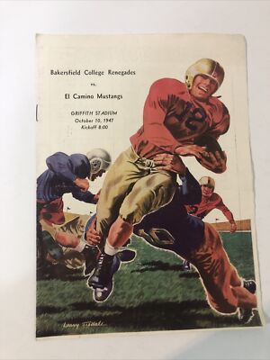 1947 Oct 10 Bakersfield College Renegades vs El Camino Mustangs Football Program