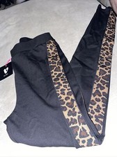 Black Leopard Print Leggings V By Very New UK Size 8
