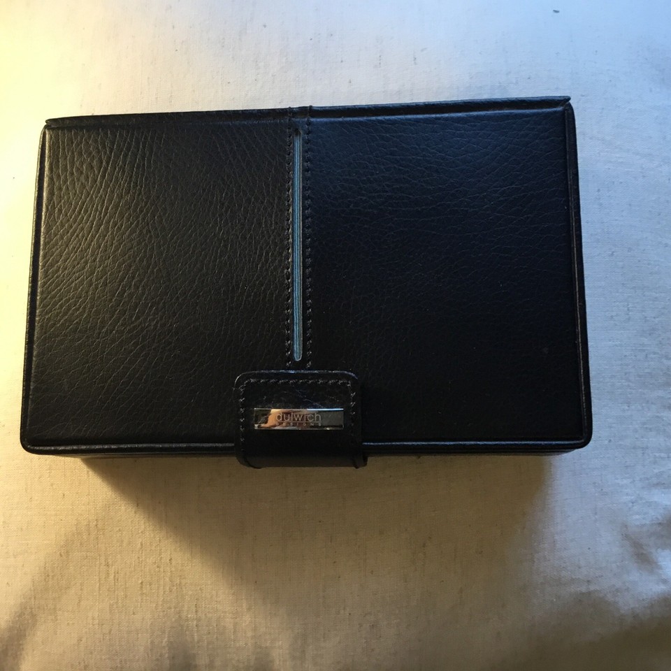 Mens Jewellery Case Box Real Leather By Dulwich Design 18cm Travel VGC