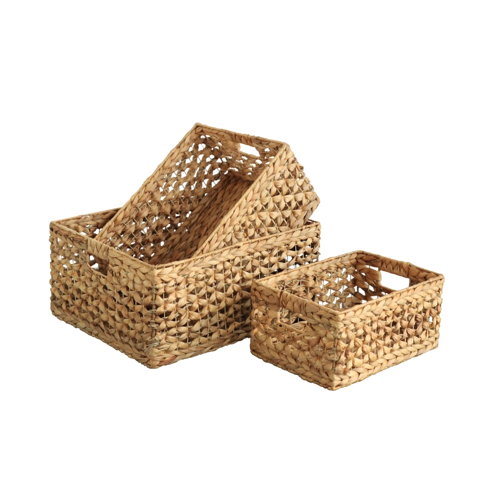 Eden Grace - Set of 3 Hand-Woven Wicker Baskets - Water Hyacinth, Nesting Sizes - Image 3 of 4