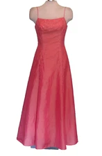 Alyce Designs ~ Melon Pink Taffeta Beaded A-Line w/Straps Formal Gown 12