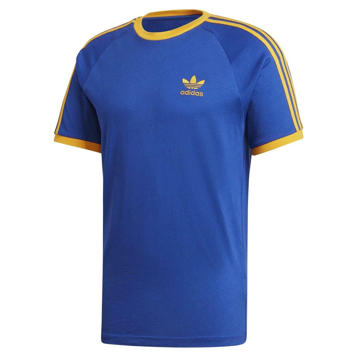 adidas ORIGINALS MEN&#039;S 3 STRIPES TREFOIL TEE ROYAL BLUE YELLOW T SHIRT TOP eBay