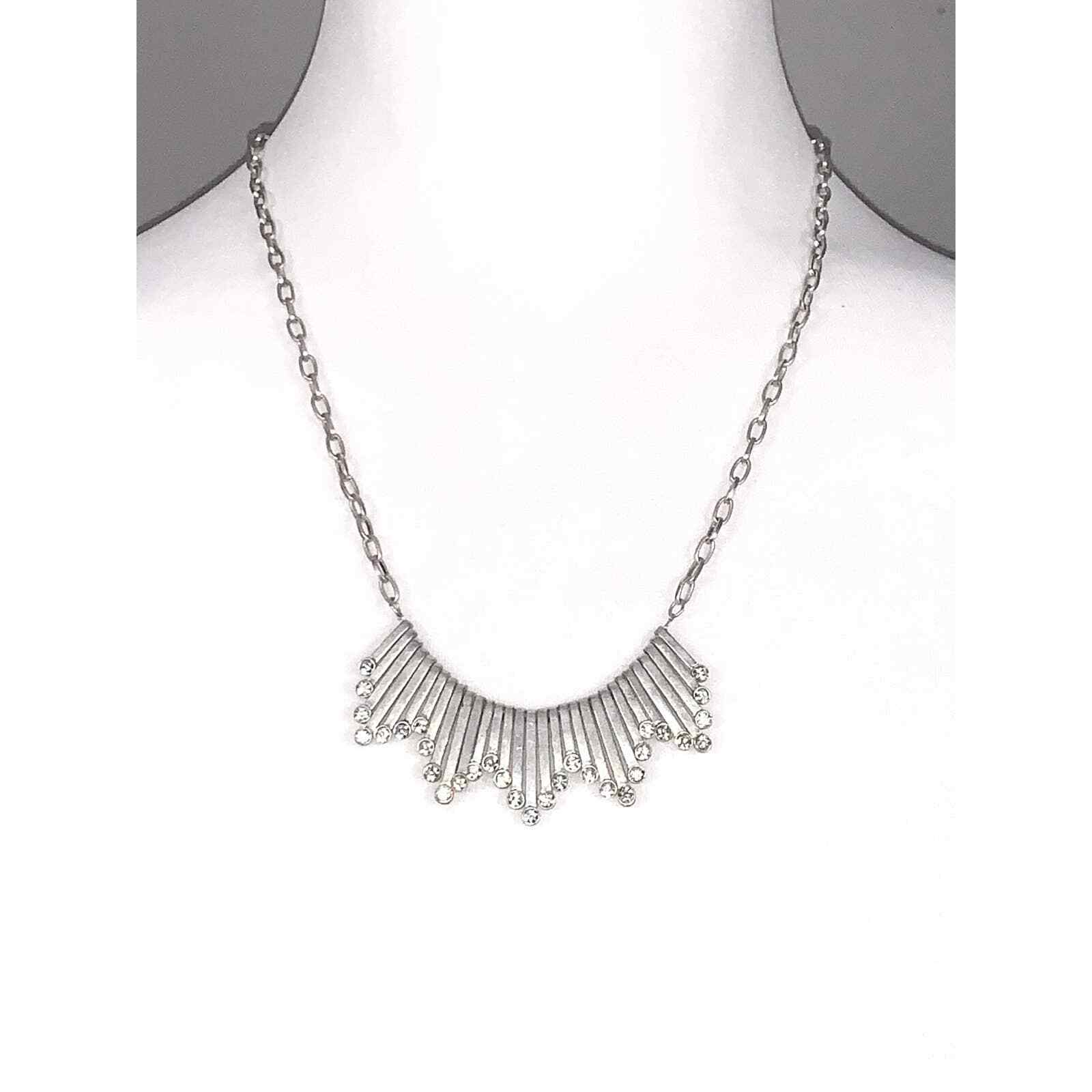 J. Crew Silver Dangling Crystal Statement Necklac… - image 4