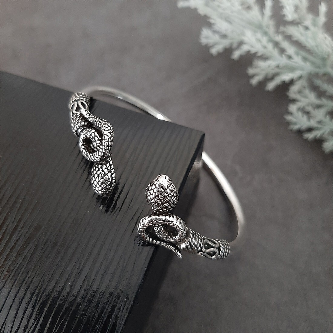 アクセサリー Hender Scheme python silver bangle S Hender Scheme python silver bangle S
