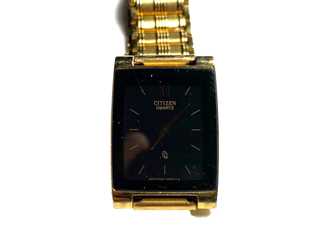 Vtg Citizen 1022-S036526 Women's 25mm Tank Gold Tone Bracelet