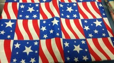 FLANNEL BACK VINYL TABLECLOTH 52"x104", AMERICAN STARS STRIPES in SQUARES, AP