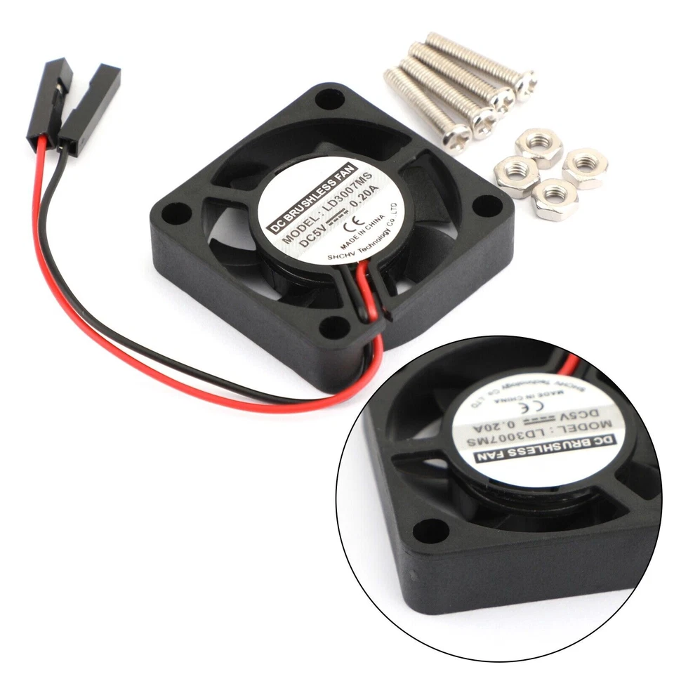 2 Stifte 30x30x7MM 3007 DC 5V 0.2A Lüfter Ventilat für Raspberry Pi 4B/3B+/2B F3 - Bild 2 von 4
