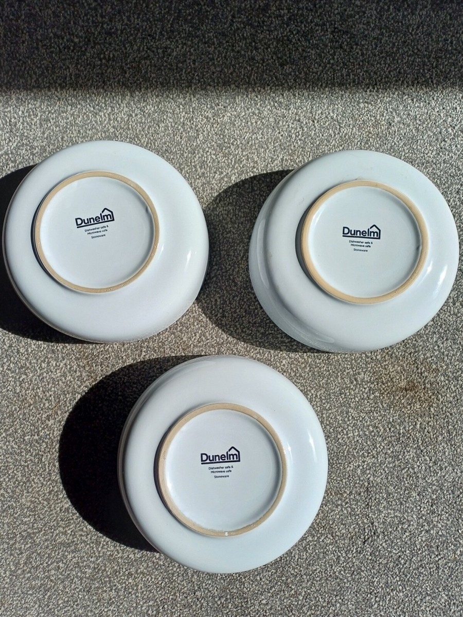 Dunelm 3Pcs Stoneware Serving Bowl White Round Glaze Cereal Soup Salad Rice