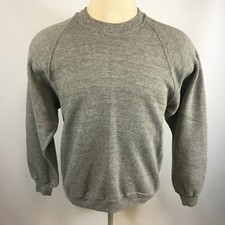 Vintage 80s Rayon Tri Blend Heather Gray Blank Plain Sweatshirt Raglan Jerzees