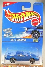1995 Hot Wheels Blue/White Card #462 '80s FIREBIRD Blue w/Chrome 5 Sp Variation