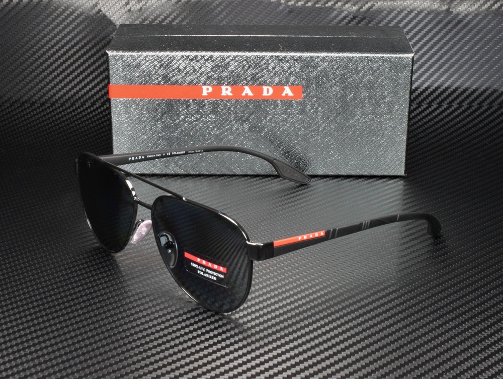 PRADA LINEA ROSSA PS 54TS 1AB5Z1 Black Polarized Grey Men's Sunglasses