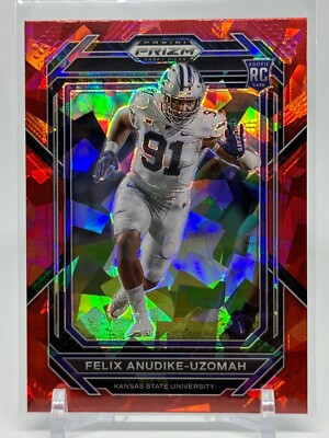 2023 Panini Prizm Draft Picks #190 Felix Anudike-Uzomah Red Cracked Ice Wildcats