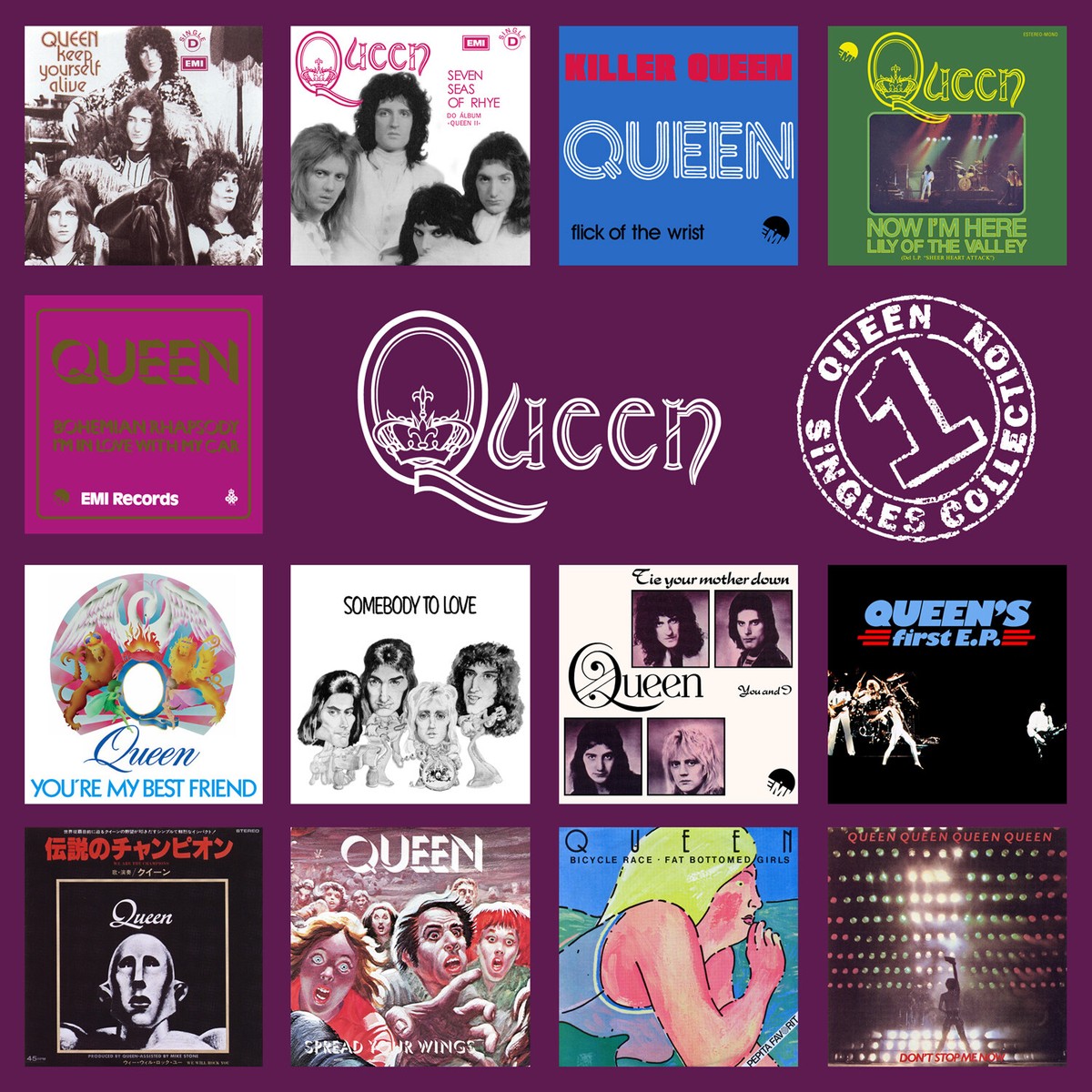 Queen Singles Collection Volume 1 12x12 Album Cover Replica Poster