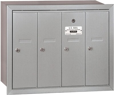 Salsbury : 4-Door Recessed Mounted Vertical Mailbox with USPS Access (Gray)  