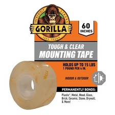 Gorilla Tough  Clear; Double Sided Mounting Tape; Weatherproof; 1" x 60"; Clear