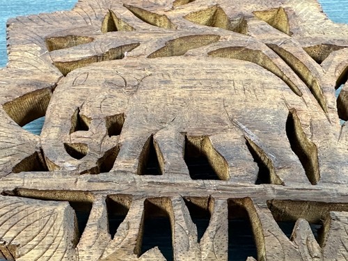 Schöner 5" Holz geschnitzter Untersetzer mit Elefanten Design - Bild 9 von 9
