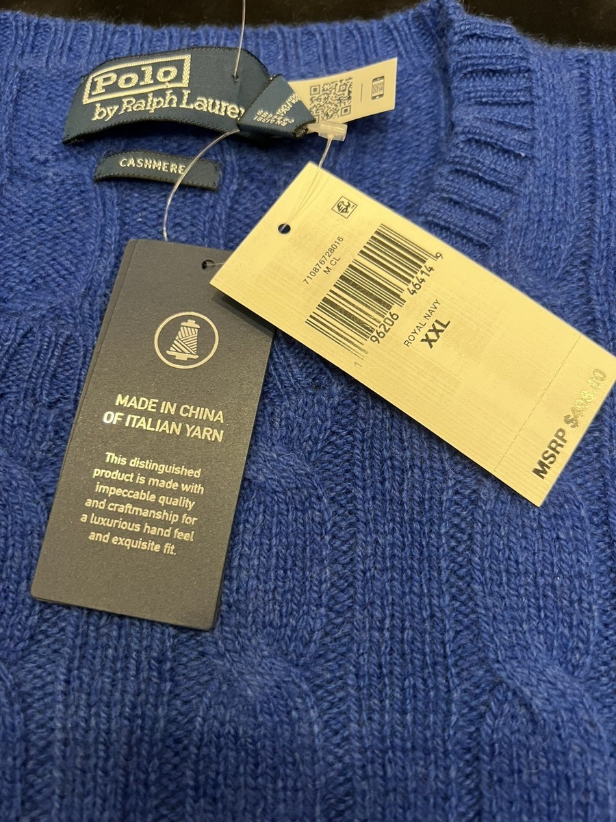 Ralph Lauren Polo Sweater Men's 100% Cashmere XXL NWT $498 Royal