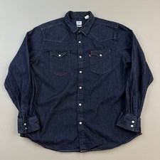 Levis Shirt Mens XL Dark Wash Denim Pearl Snap Cowboy Western Workwear