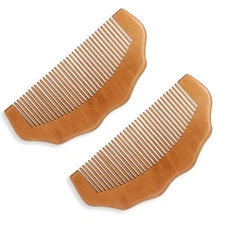 Small Wooden Travel Comb 2 Pack Natural Peach Wood Anti-Static Detangling Poc...