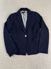 J Crew Blazer Womens 0 Navy Blue Tailored Pleated Back Lined Office Jacket