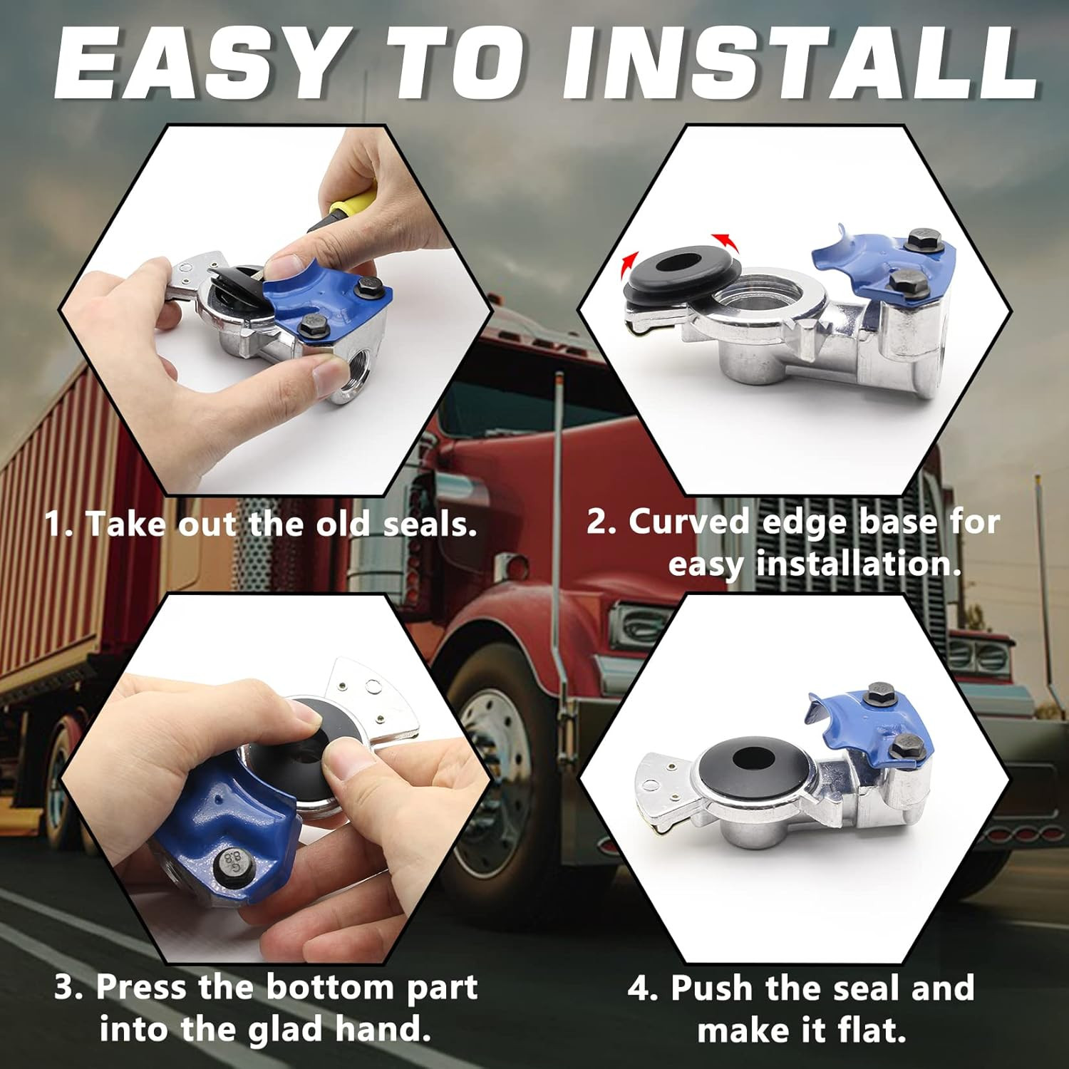 100Pcs Glad Hand Seals Rubber Truck Gladhand Seals Black Polyurethane Seal Washe