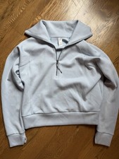 Spanx Air Essentials Light Blue Half-Zip Cropped Sweatshirt S Himalayan Cloud