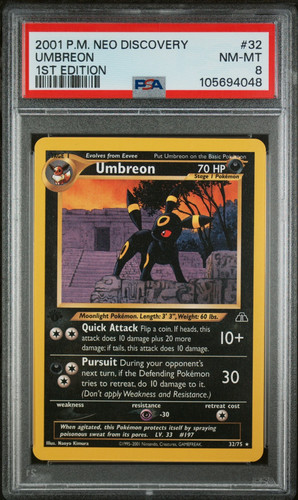 Umbreon (1st Edition) graded PSA 8 for sale on eBay