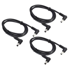 3 Pcs 3Ft Male to Male Plug 5.5 x 2.1mm 90 Degree DC Power Cable Black